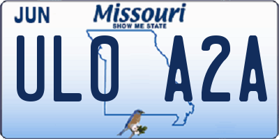 MO license plate UL0A2A
