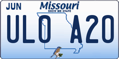 MO license plate UL0A2O