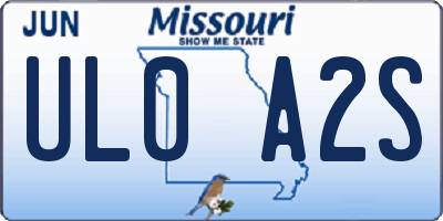 MO license plate UL0A2S