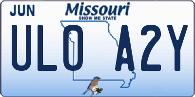 MO license plate UL0A2Y