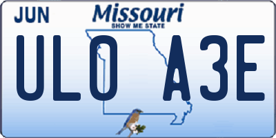 MO license plate UL0A3E
