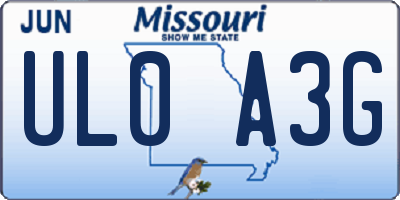 MO license plate UL0A3G