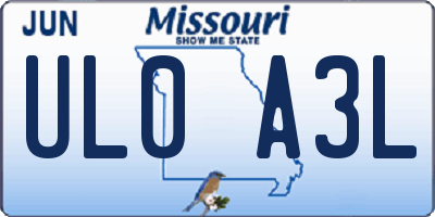 MO license plate UL0A3L