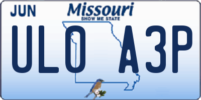 MO license plate UL0A3P