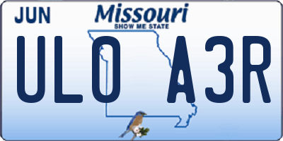 MO license plate UL0A3R