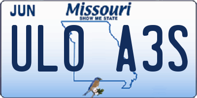 MO license plate UL0A3S