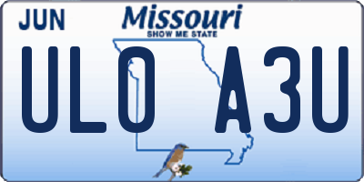 MO license plate UL0A3U