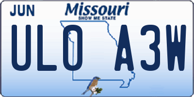 MO license plate UL0A3W