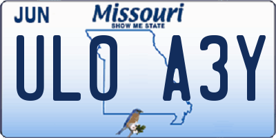 MO license plate UL0A3Y