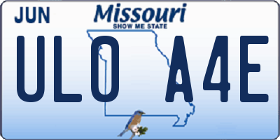 MO license plate UL0A4E