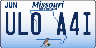 MO license plate UL0A4I