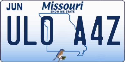 MO license plate UL0A4Z