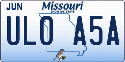 MO license plate UL0A5A