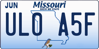 MO license plate UL0A5F