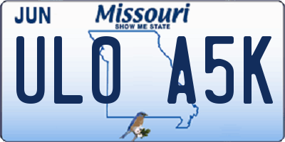 MO license plate UL0A5K