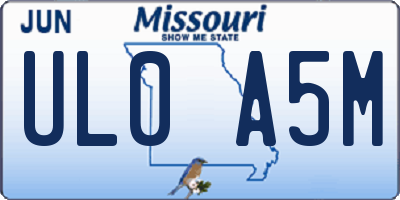 MO license plate UL0A5M