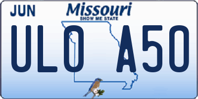 MO license plate UL0A5O