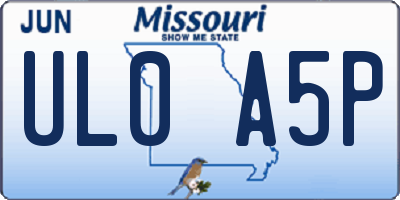 MO license plate UL0A5P