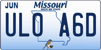 MO license plate UL0A6D
