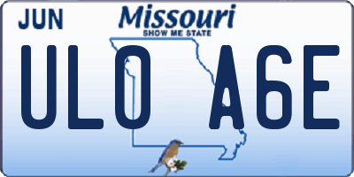 MO license plate UL0A6E