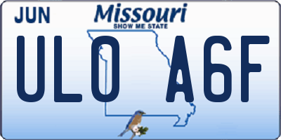 MO license plate UL0A6F