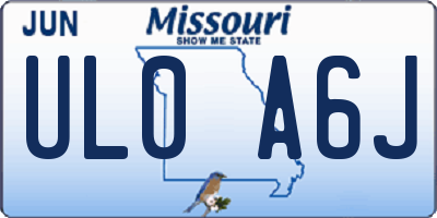 MO license plate UL0A6J