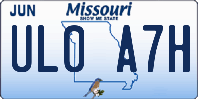 MO license plate UL0A7H