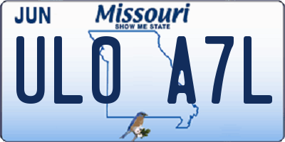 MO license plate UL0A7L