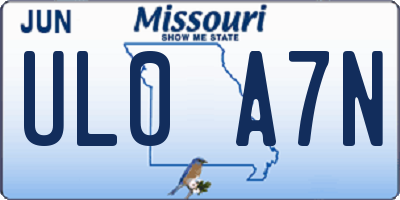 MO license plate UL0A7N