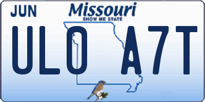 MO license plate UL0A7T