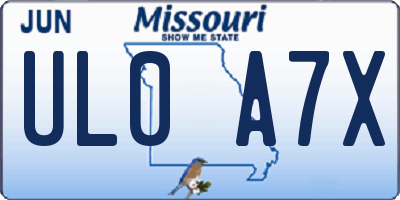 MO license plate UL0A7X