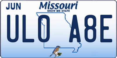 MO license plate UL0A8E