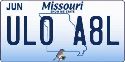 MO license plate UL0A8L