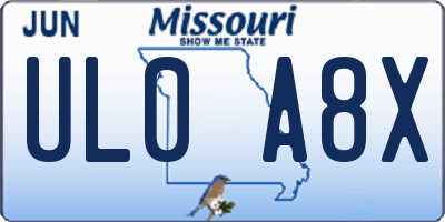 MO license plate UL0A8X