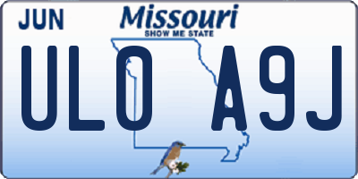 MO license plate UL0A9J