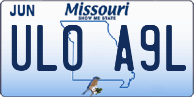 MO license plate UL0A9L