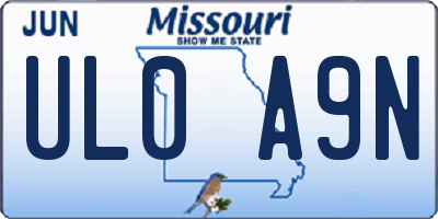 MO license plate UL0A9N