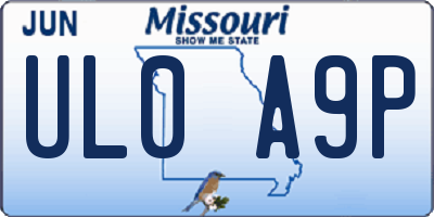 MO license plate UL0A9P