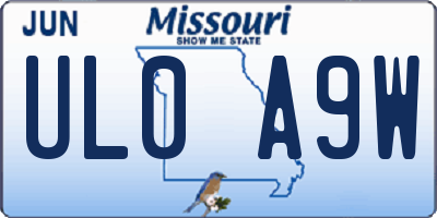 MO license plate UL0A9W