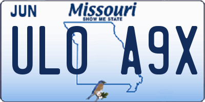 MO license plate UL0A9X