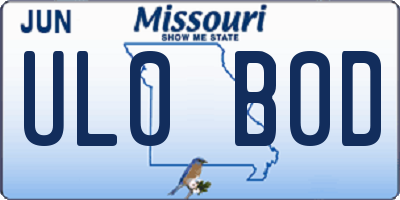 MO license plate UL0B0D