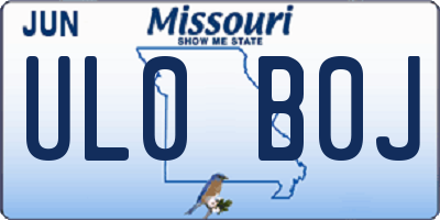 MO license plate UL0B0J