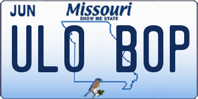 MO license plate UL0B0P
