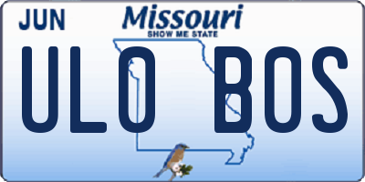 MO license plate UL0B0S