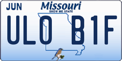 MO license plate UL0B1F