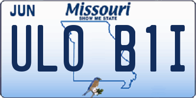 MO license plate UL0B1I