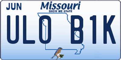 MO license plate UL0B1K