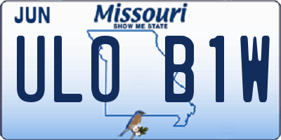 MO license plate UL0B1W
