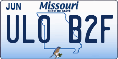 MO license plate UL0B2F