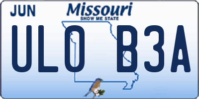 MO license plate UL0B3A